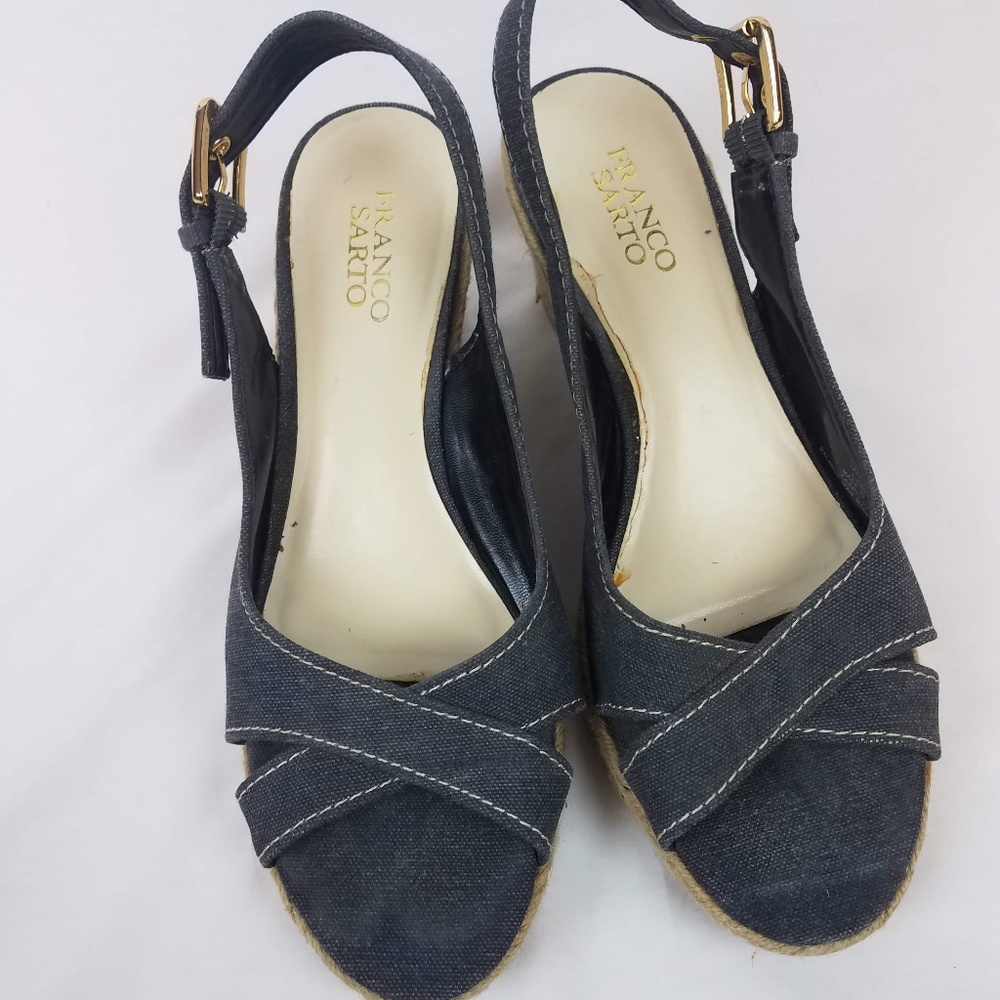 Franco Sarto Espadrille Slingback Buckle Wedge